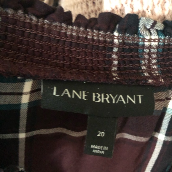 New W/O Tag Lane Bryant Burgundy Plaid Long Sleeve Pullover Tunic Blouse Size 20 - Picture 2 of 6